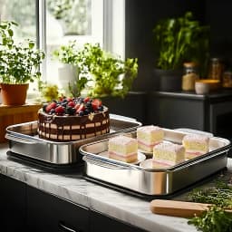4/3/2/1pcs Heavy-Duty Stainless Steel Rectangular Fish Baking Tray With Lid, Large Capacity Multi-Purpose Heating Tray, Suitable For Barbecue, Buffet And Home Cooking, Suitable For Dessert, Bread, Seafood, Suitable For Barbecue, Buffet