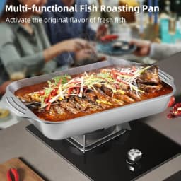 4/3/2/1pcs Heavy-Duty Stainless Steel Rectangular Fish Baking Tray With Lid, Large Capacity Multi-Purpose Heating Tray, Suitable For Barbecue, Buffet And Home Cooking, Suitable For Dessert, Bread, Seafood, Suitable For Barbecue, Buffet