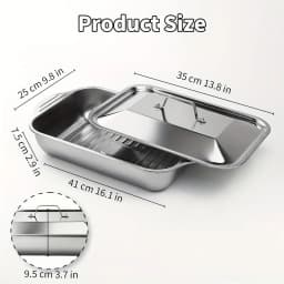 4/3/2/1pcs Heavy-Duty Stainless Steel Rectangular Fish Baking Tray With Lid, Large Capacity Multi-Purpose Heating Tray, Suitable For Barbecue, Buffet And Home Cooking, Suitable For Dessert, Bread, Seafood, Suitable For Barbecue, Buffet