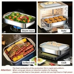 4/3/2/1pcs Heavy-Duty Stainless Steel Rectangular Fish Baking Tray With Lid, Large Capacity Multi-Purpose Heating Tray, Suitable For Barbecue, Buffet And Home Cooking, Suitable For Dessert, Bread, Seafood, Suitable For Barbecue, Buffet