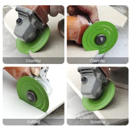 LOZLIN 3PCS 115mm Diamond Saw Blades For Cutting And Grinding Tile And Marble, Ceramic, 45 Degree Chamfered Cutting Disc Porous Design, Angle Grinder Tools
