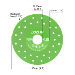 LOZLIN 3PCS 115mm Diamond Saw Blades For Cutting And Grinding Tile And Marble, Ceramic, 45 Degree Chamfered Cutting Disc Porous Design, Angle Grinder Tools