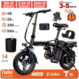 Adult Electric Bike,560W Motor,20MPH,48V Removable Battery,14inch Folding Electric Bike,Maximum 32 Miles,1Year Warranty Ebike