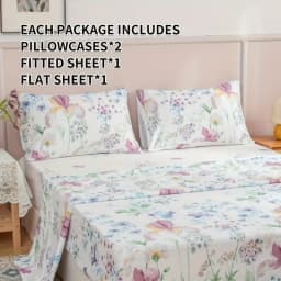 Red Spider Lily Print Bedding Set (1 Fitted Sheet, 1 Flat Sheet, 2 Pillowcases) Ultra-Soft Breathable Fabric, Skin-Friendly, Comfortable, Breathable, Machine Washable, Suitable for All Seasons, Elegant and Exquisite, Ideal Choice for Bedroom and Guest Room
