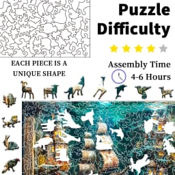3D Stereo Book Scene Wooden Puzzle - Montessori Toy with Exquisite Patterns, Animal-Themed, Birthday Gift for Adults & Kids
