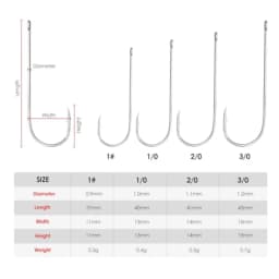 Sea fishing hooks for offshore use, high carbon steel, silver, 25 pcs large barbed Aberdeen hooks with long shank and wide gape