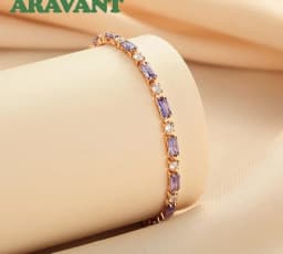 925 Silver 18K Gold Amethyst Bracelet Chain For Women Fashion Jewelry