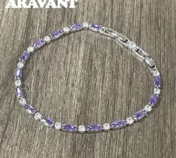 925 Silver 18K Gold Amethyst Bracelet Chain For Women Fashion Jewelry
