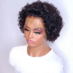 200% Destiny Short Pixie Cut Wig Peruvian Water Wave Human Hair Wigs For Black Women Deep Curly 13X1 Lace Front Wigs for Women