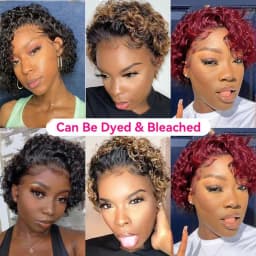 200% Destiny Short Pixie Cut Wig Peruvian Water Wave Human Hair Wigs For Black Women Deep Curly 13X1 Lace Front Wigs for Women