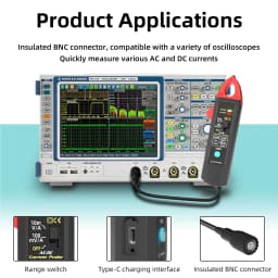 BSIDE UP1 AC/DC Current Clamp Adapter for Oscilloscope 10mA-100A Measurement/Analysis Electrical Automotive Amp Draw Tester