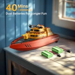 Remote Control Boat for 8-12, 15 km/h High Speed RC Boat with Water Spray, Up to 40 Min Run Time with 2 Batteries, Low Battery