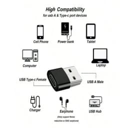 USB To Type-C Adapter, Suitable For Charging &Data Transfer Between Phones, Computers, Cameras With USB To Type-C Interface