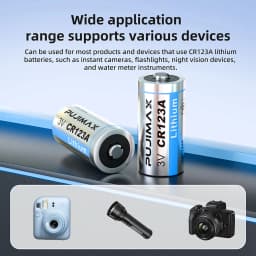 PUJIMAX 12PCS 123 Lithium 3V Arlo Camera Battery CR123A CR17345 DL123A EL123A 123A Disposable Battery Flashlight Smoke Detectors