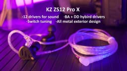 KZ ZS12 PRO X in Ear Monitor IEM Headphones 1DD 5BA Hybrid Wired Gaming Earbuds HiFi Earphones with 2PIN Cable Tunable Full Metal IEM
