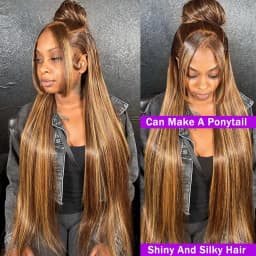 13x4 HD Highlight Wigs 13x6 Lace Front Human Hair Wigs For Women Honey Blonde Straight Hd Lace Frontal Wigs Human Hair 46 Inch