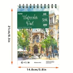 A5 Watercolor Pad | 15 Sheets 300gsm Acid-Free Paper | For Dry & Wet Painting | Back to School Art Supplies