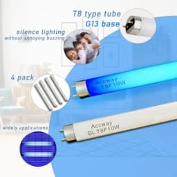 13'' BL T8 F10W Replacement Bulbs for Liba, Aspectek Black Blue Lighting Tube, 10Watt Linear F10T8/BL Fluorescent Lamps for 20W