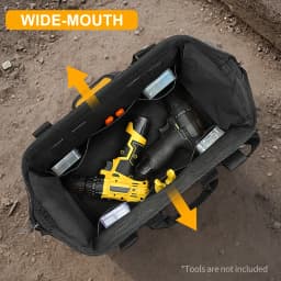Tool Bag, Open Top Tool Organizer Bag with 14 Pockets, Adjustable Shoulder Strap, Soft Handle and Durable Zipper | Heavy Duty Tool Bags for Men, Father’s Day (Yellow/Black)