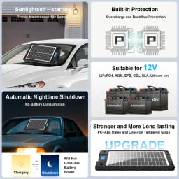 Portable 7.5W/12W Solar Battery Maintainer Trickle Charger, 12V Solar Charger for Car Motorcycle Boat RV Batteries Maintenance