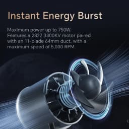 BOOSTER TF64A2 Turbo Fan Water Blower for Vehicles Home&Outdoor 64mm Ducted Brushless Motor Maximum Power 750W High Capacity 4000mAh Battery 1400G Thrust