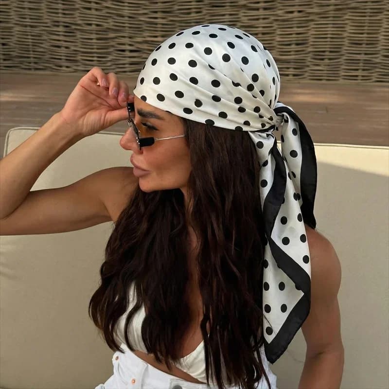 2026 Dot Print Square Scarf For Women Silk Shawl Neckerchief Female Hair Bands Head Wraps Headband Foulard Satin Hijab Bandana