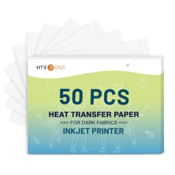 HTVRONT Heat Transfer Paper for Dark T Shirts -50 Pack 8.5x11" Iron on Transfer Paper for Inkjet Printer, Easy to Use Printable Heat Transfer Vinyl, Vibrant Color, Durable & Soft