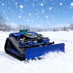 Remote Control Steep Slope Lawn Mower with Snow Shovel, Rechargeable Grass Cutter Comes with Replacement Blades & Air Filter for Home Garden Yard