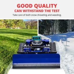 Remote Control Steep Slope Lawn Mower with Snow Shovel, Rechargeable Grass Cutter Comes with Replacement Blades & Air Filter for Home Garden Yard