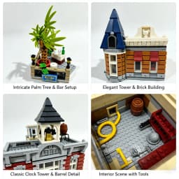 Multi Style Classical City Street View Building Blocks Fire Brigade Boutique Hotel Town Hall Book Shop Model Complete Urban Square Scene Layout Detailed Architecture Bricks Collectible Gift For Hobby Collectors
