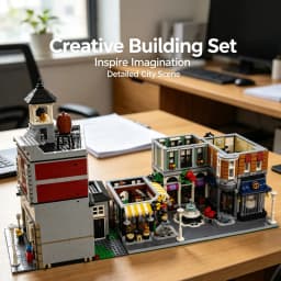 Multi Style Classical City Street View Building Blocks Fire Brigade Boutique Hotel Town Hall Book Shop Model Complete Urban Square Scene Layout Detailed Architecture Bricks Collectible Gift For Hobby Collectors