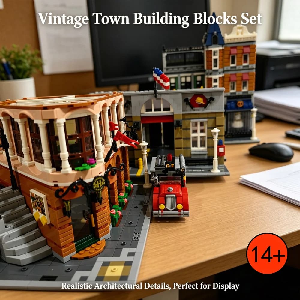 Multi Style Classical City Street View Building Blocks Fire Brigade Boutique Hotel Town Hall Book Shop Model Complete Urban Square Scene Layout Detailed Architecture Bricks Collectible Gift For Hobby Collectors