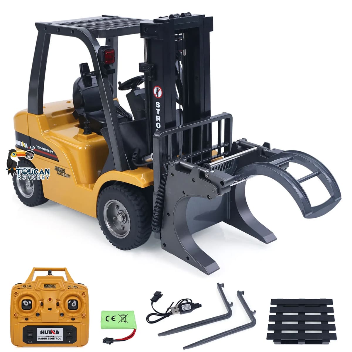 US SALE 1/14 HIUNA 1577 14CH RC Electric Lifting Forklift RTR Remote Control Construction Vehicle Light Sound System USB Charging Cable