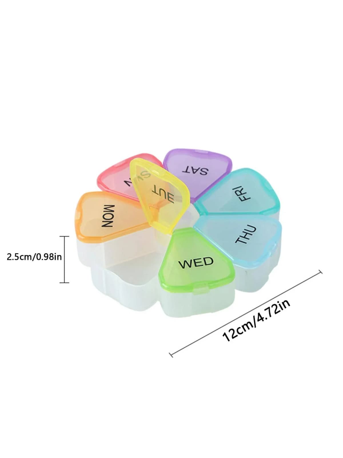 7-Day Portable Pill Case, 7 Compartments Design To Store Tablets, Capsules, Supplements, Flower Petal Shaped