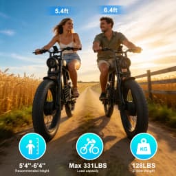 FLIWIN 3000W Dual Motors Electric Bike, 48V 35Ah Battery, 20" Fat Tire Ebike, 7-Speed with Dual Suspension, UL 2849, US Warehouse, 1 Year Warranty
