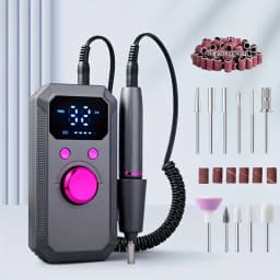 Rechargeable Electric Nail Drill Machine, Professional Nail Polisher with 11 Nail Drill Bits & 20 Sanding Bands, High Speed Manicure Tool for Salon & Home Use, Perfect Gift for Women