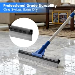 17.5" Heavy Duty Floor Squeegee for Concrete, Tile & Glass, with Adjustable Long Handle, Streak-Free Cleaning Tool