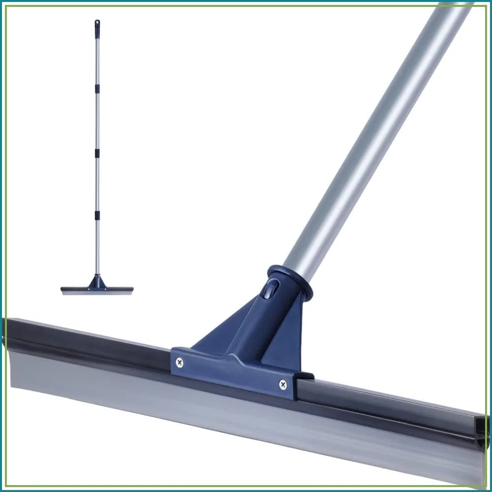 17.5" Heavy Duty Floor Squeegee for Concrete, Tile & Glass, with Adjustable Long Handle, Streak-Free Cleaning Tool