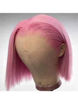 200 Density Pink Bob Lace Front Wigs Human Hair Wigs For Women 13X4 HD Transparent Straight Lace Front Wigs Human Hair Bob Wig Pre Plucked Glueless With Baby Hair Bleached Knots Brazilian Pink Colored Short Bone Straight