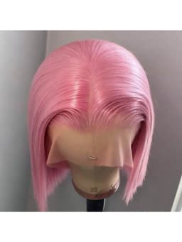 200 Density Pink Bob Lace Front Wigs Human Hair Wigs For Women 13X4 HD Transparent Straight Lace Front Wigs Human Hair Bob Wig Pre Plucked Glueless With Baby Hair Bleached Knots Brazilian Pink Colored Short Bone Straight