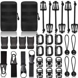 Molle Backpack Attachment Kit 28pcs D-Ring Clips Straps Elastic Cords Web Gear Accessories