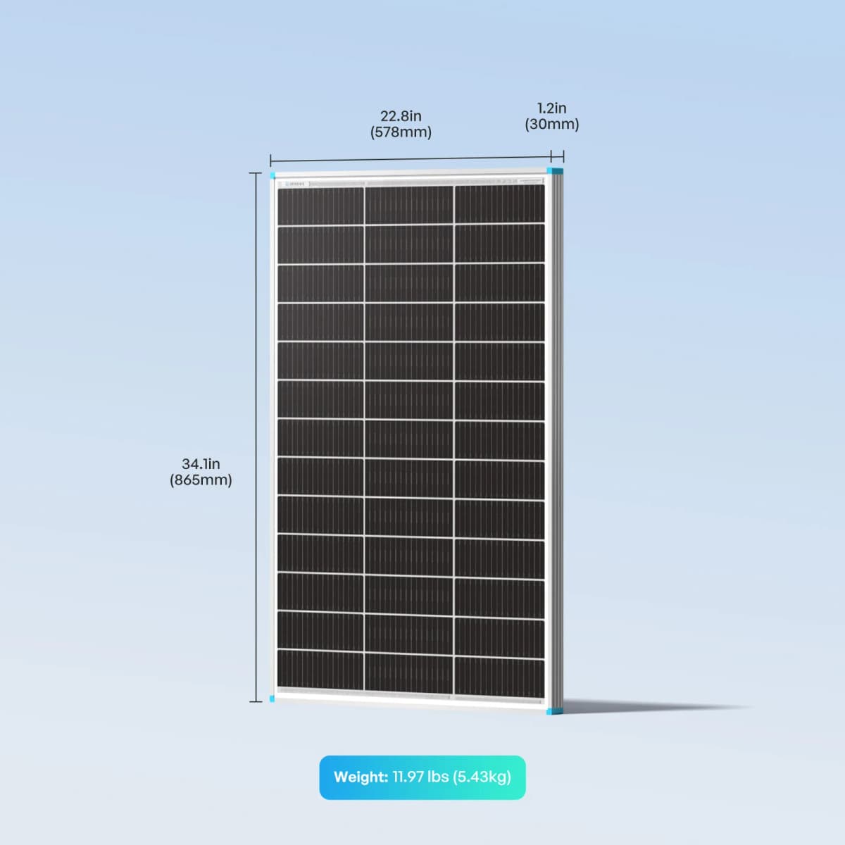 Renogy 100W Bifacial Solar Panel N-Type 16BB 25% High Efficiency Double-Sided PV Module for RV Camper Van Marine Boat Off-Grid Battery Charging