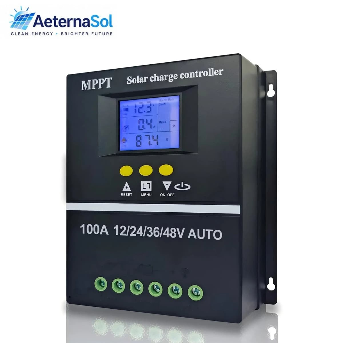 100A Solar Charge Controller Tools 12V 24V 36V 48V Battery PV Regulator US Stock Auto Voltage Match Multi Protection For Lead Acid Lithium Battery RV Home Boat Off Grid Solar Power System Durable Safe Solar Control Accessory