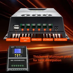 100A Solar Charge Controller Tools 12V 24V 36V 48V Battery PV Regulator US Stock Auto Voltage Match Multi Protection For Lead Acid Lithium Battery RV Home Boat Off Grid Solar Power System Durable Safe Solar Control Accessory