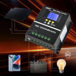100A Solar Charge Controller Tools 12V 24V 36V 48V Battery PV Regulator US Stock Auto Voltage Match Multi Protection For Lead Acid Lithium Battery RV Home Boat Off Grid Solar Power System Durable Safe Solar Control Accessory
