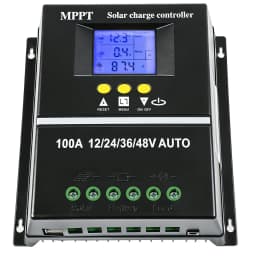 100A Solar Charge Controller Tools 12V 24V 36V 48V Battery PV Regulator US Stock Auto Voltage Match Multi Protection For Lead Acid Lithium Battery RV Home Boat Off Grid Solar Power System Durable Safe Solar Control Accessory