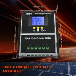 100A Solar Charge Controller Tools 12V 24V 36V 48V Battery PV Regulator US Stock Auto Voltage Match Multi Protection For Lead Acid Lithium Battery RV Home Boat Off Grid Solar Power System Durable Safe Solar Control Accessory