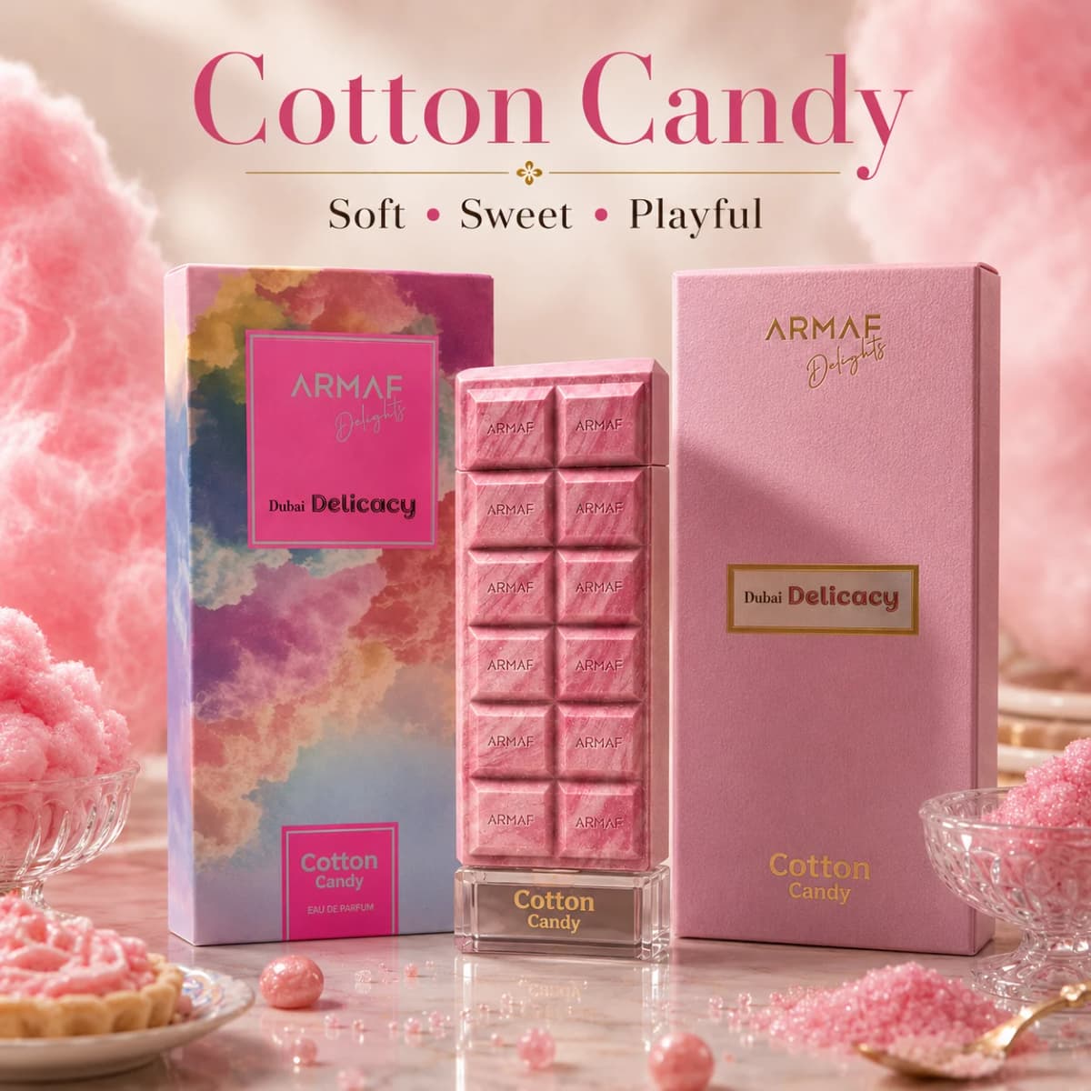 ARMAF Delights Dubai Delicacy Collection Perfume Set, Gourmand Eau De Parfum with Cotton Candy, Kunafa Chocolate and Red Velvet, Sweet Warm Fragrance Trio