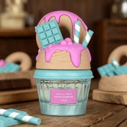 Lattafa Vanilla Freak Give Me Gourmand Eau de Parfum Long Lasting Sweet Rich Vanilla Cream Chocolate Dessert Fragrance Women Perfume Cute 3D Donut Ice Cream Cup Bottle Turquoise Gourmand Scent Birthday Holiday Gift for Ladies