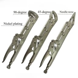 3 Pieces 1/2" 3/8" 1/4" 100-Tooth Quick-Release Ratchet-Wrench Set And 3 Pieces 12" Locking Pliers Set - Straight/45°/90° Angled Jaws for Hard-to-Reach Gripping & Clamping